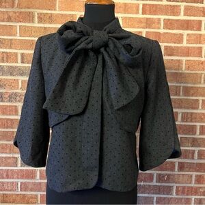 Anthropologie Tulle M Charcoal Gray Polka Dot Cropped Jacket Bolero Mod Capelet